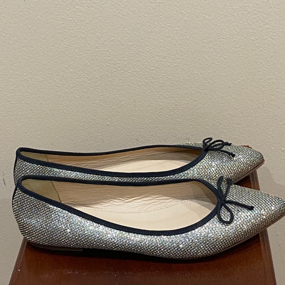 J Crew fabric and leather shimmer gold flats. - Picture 2 of 10